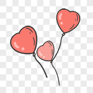 漂浮红色心形气球装饰剪贴画图片