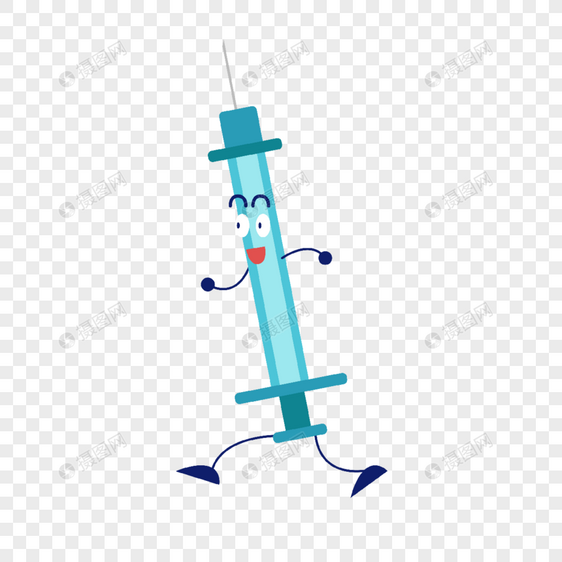 卡通形象疫苗喷跑的注射器图片