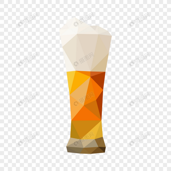 玻璃杯中的清爽啤酒低聚风格图片