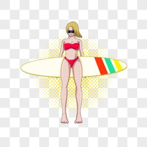 彩色夏季泳装冲浪女孩图片