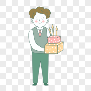 教师节人物手捧蛋糕的男生图片