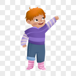 儿童节人物紫色上衣男孩图片