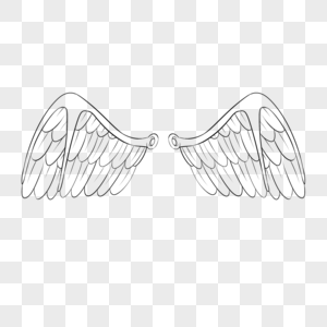 复古线翅膀鸟羽毛形状天使翱翔图片