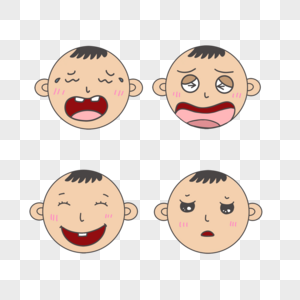 四个不同表情包可爱夸张婴儿图片