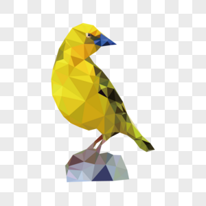 低聚风格黄色的鸟类高清图片