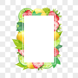 长方形水果水彩边框图片