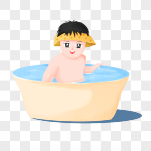 可爱的卡通小宝宝洗澡高清图片