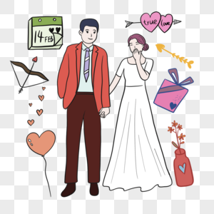 情人节卡通婚礼插画图片