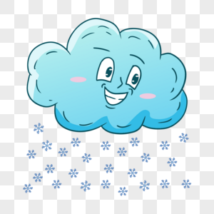 蓝色雪花云朵雨云拟人化表情云图片