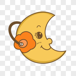 可爱天气图标橙色耳机月亮图片