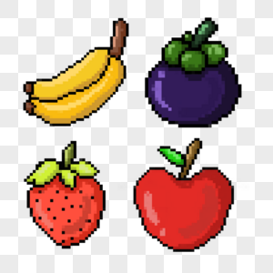 像素游戏风草莓香蕉组合图片