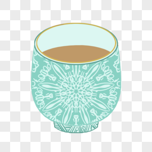 青色花纹纹理图案茶杯图片
