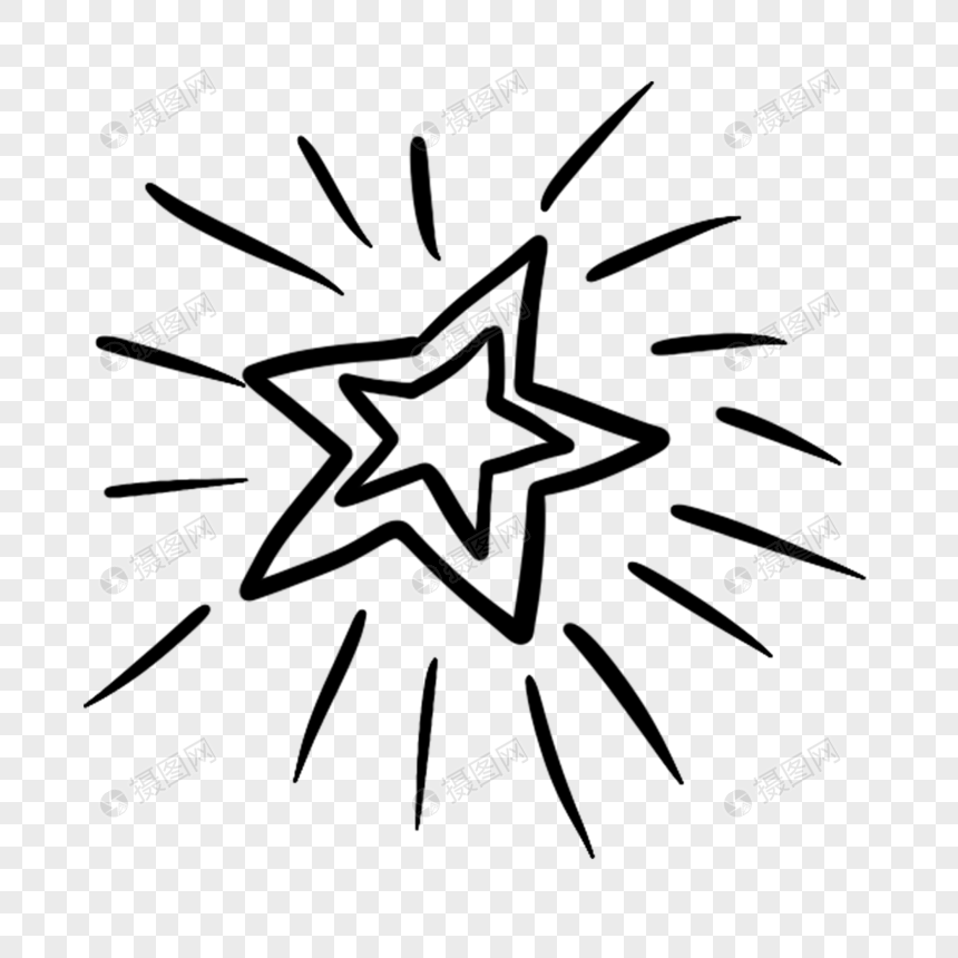 黑白发光的两个星星涂鸦图案