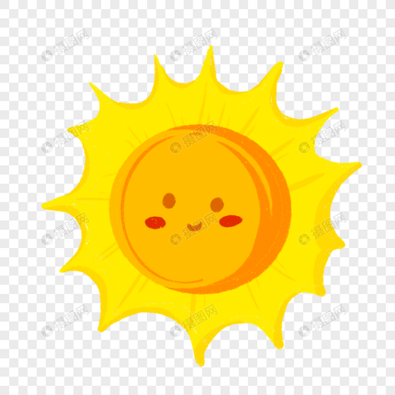 黄色耀眼的卡通水彩太阳剪贴画图片