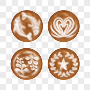 写实咖啡拿铁拉花星星叶子图片
