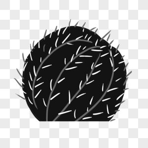 植物仙人球创意黑白单色涂鸦图片