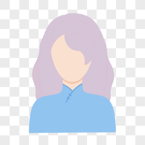 淡紫色长发蓝衣女生卡通人物头像图片