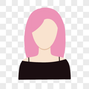 粉色发型黑吊带卡通人物头像图片