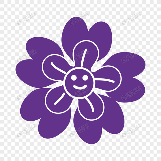 紫色可爱笑脸花朵图片