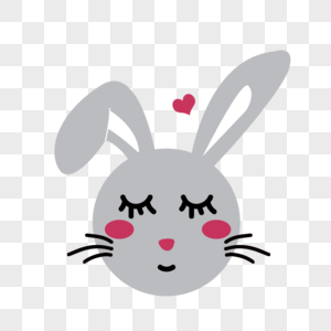 灰色可爱卡通复活节爱心兔子图片