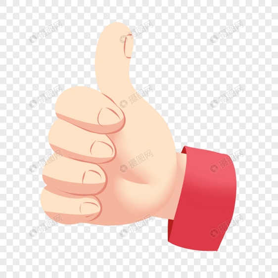 红色袖口可爱大拇指社交点赞手势图片