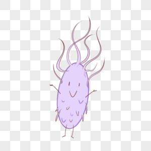 浅紫色简约卡通可爱表情细菌图片