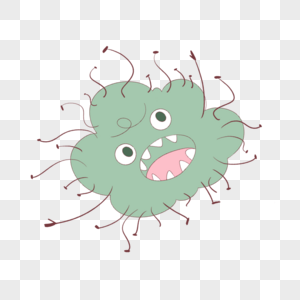 绿色卡通可爱表情细菌微生物图片
