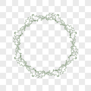 绿色抽象线稿花纹环形剪贴画图片
