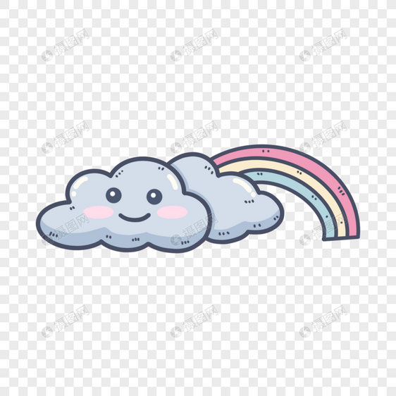两朵灰色简约可爱卡通云朵彩虹图片
