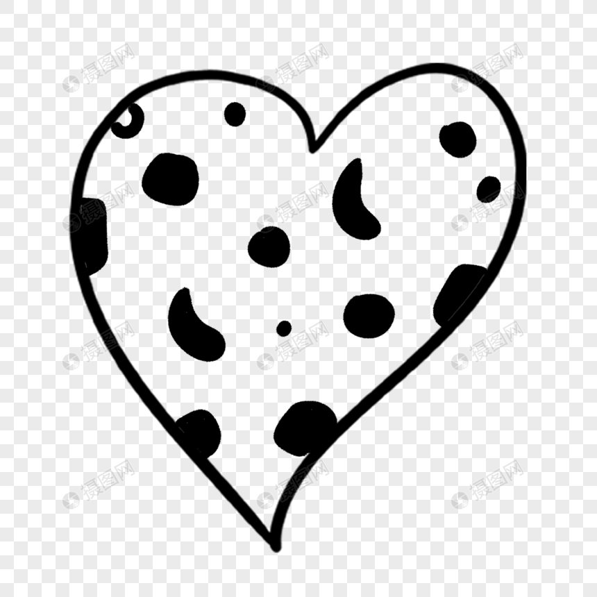 创意黑白斑点涂鸦简笔画爱心
