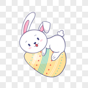 抱着黄色彩蛋的复活节卡通可爱兔子图片