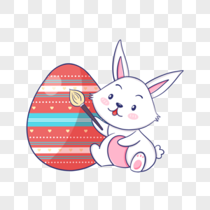 正在涂鸦彩蛋的复活节卡通可爱兔子图片