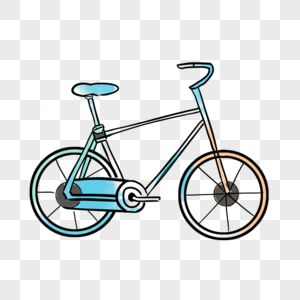 蓝色手绘晕染卡通自行车图片