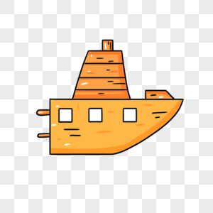 橙色白色手绘卡通帆船图片