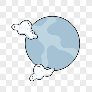 卡通云朵星球旅行水彩剪贴画图片