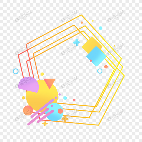 彩色五边形线条抽象孟菲斯背景图片