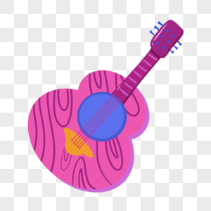 可爱紫色吉他卡通嬉皮士贴纸图片