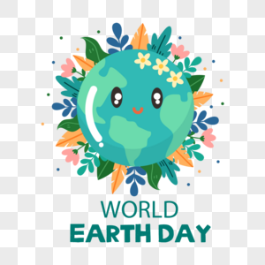 世界地球日母亲绿色卡通图片