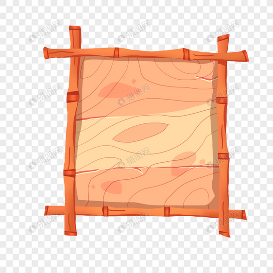 黄褐色四边形木板牛皮纸竹子边框图片