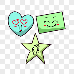 可爱爱心星星正方形绿色图片