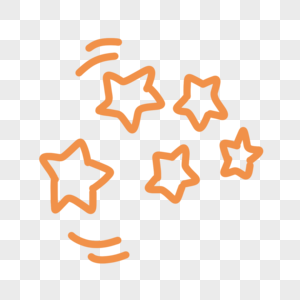 橙色可爱星星线条图形图片