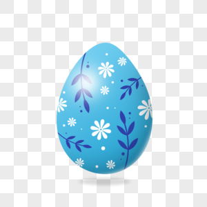 蓝色花纹复活节装饰彩蛋图片