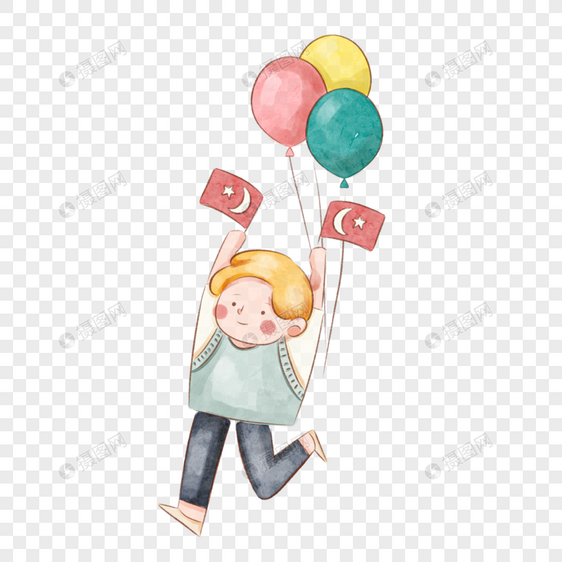 土耳其儿童节彩色气球短发男生图片