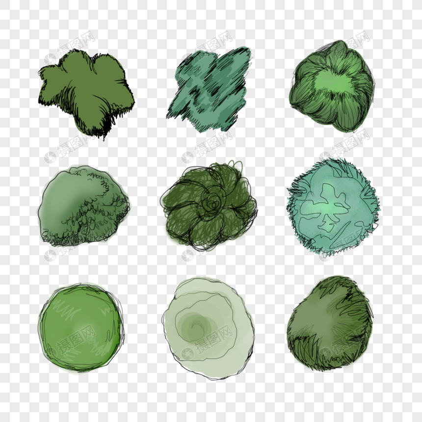 树木俯视角度简笔画