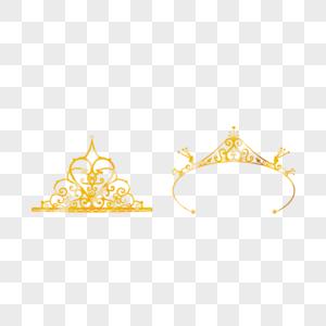 卡通金色皇冠线条装饰图片