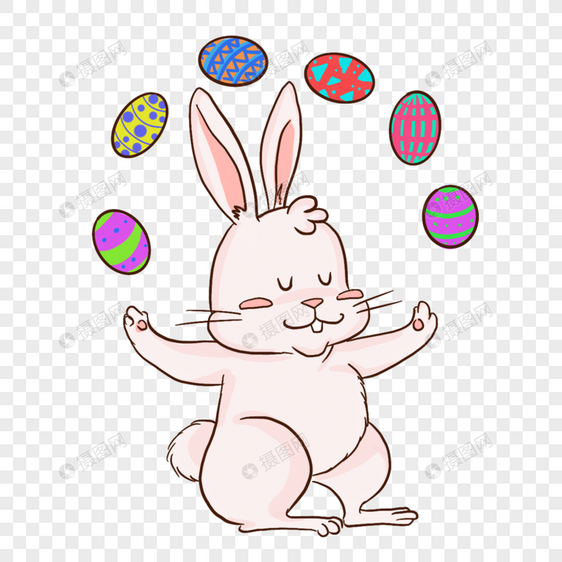 复活节耍杂技的卡通兔子图片