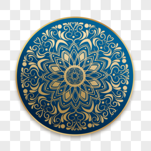 蓝色圆盘花纹质感斋月背景图片
