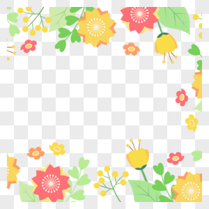 清新爱心叶子春季花卉边框图片