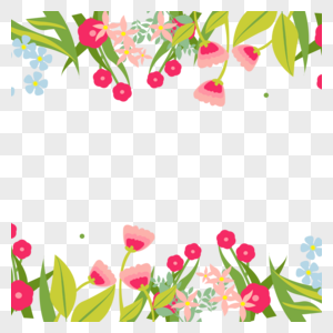 手绘红色春季花卉边框图片