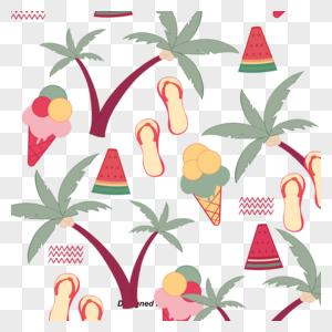 卡通椰子树与水果人字拖图片